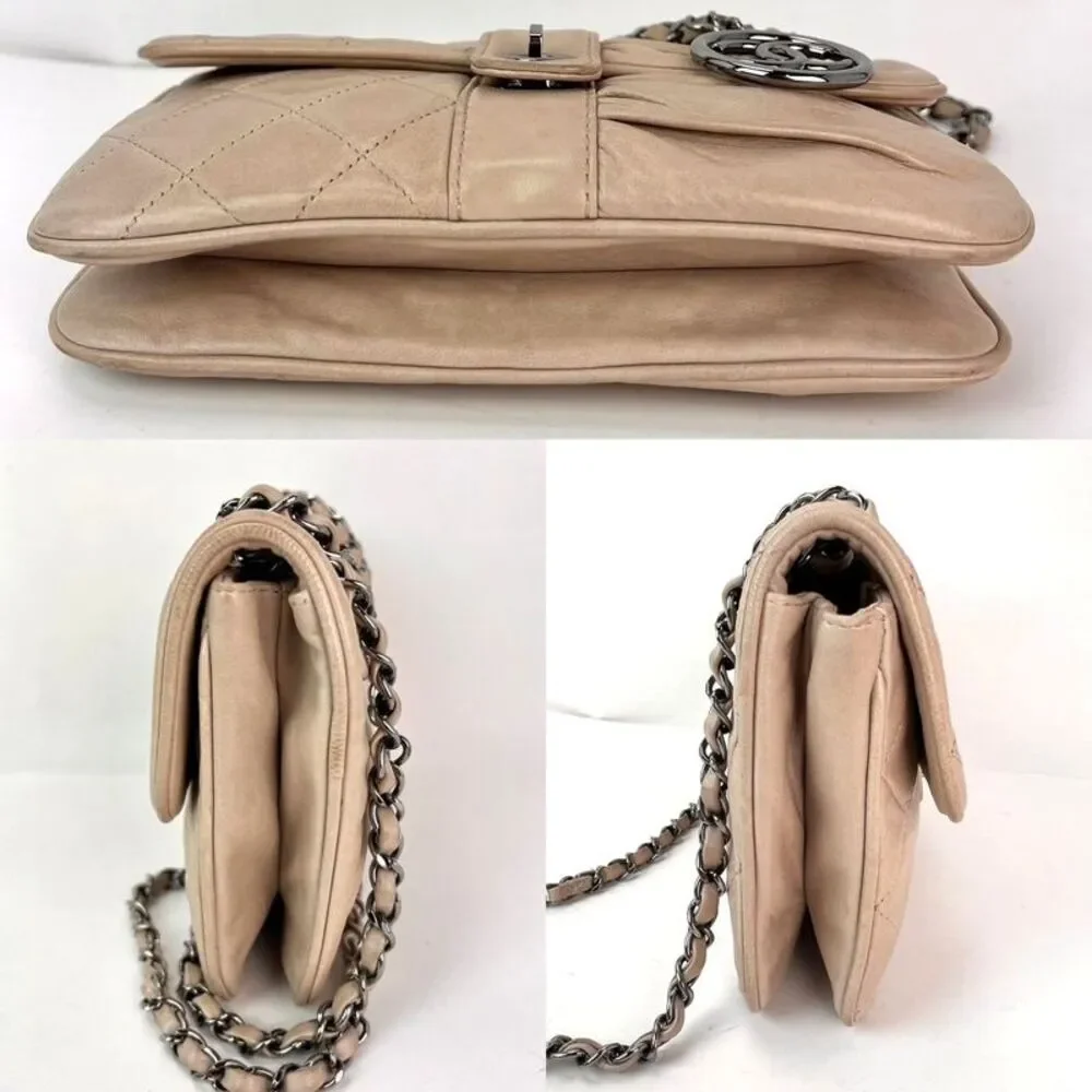 Chanel Lambskin Quilted Pile Ou Face Flap Beige Clair Shoulder Bag